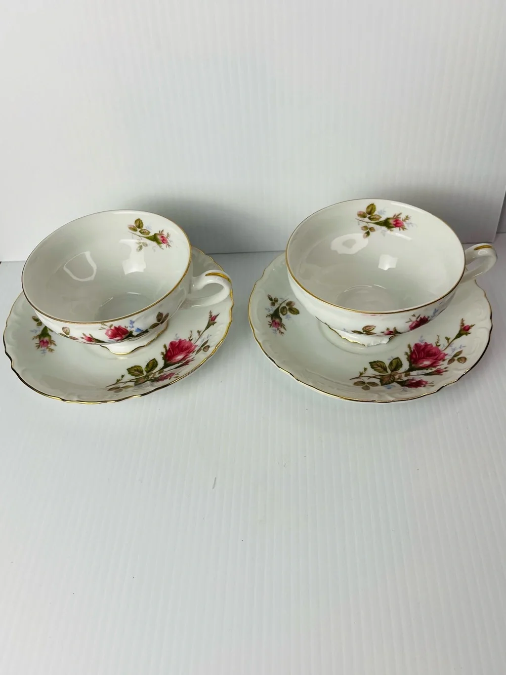 Set Of 2 Royal Rose Fine China Japan Tea Cup Saucer Sets